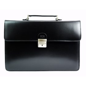   Blázek selyemfényű férfi fekete bőr aktatáska, irattáska 38x26 cm