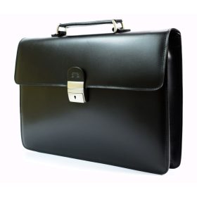  Blázek selyemfényű férfi fekete bőr aktatáska, irattáska 38x26 cm