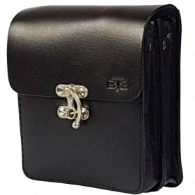   Blázek & Anni kis lengőzáras fekete bőr válltáska 17 x 15,5 cm