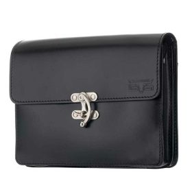   Blázek & Anni lengőzáras fekete női bőr válltáska 27 x 20 cm