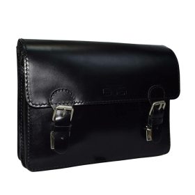   Blázek & Anni selyemfényű fekete bőr oldaltáska 27 x 21 x 5 cm