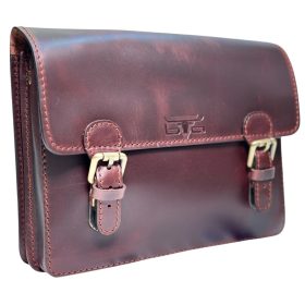   Blázek & Anni selyemfényű barna bőr oldaltáska 27 x 21 x 5 cm