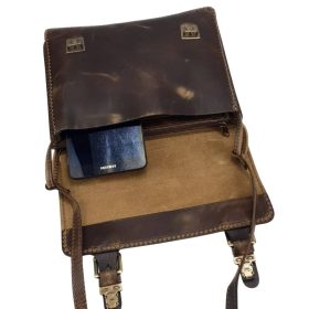   Blázek & Anni mini dupla csatos pull-up bőr válltáska, aktatáska 28 x 21 cm