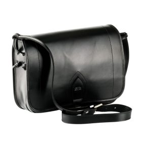   Blázek & Anni nagyméretű fekete bőr vadásztáska 32 x 20 cm