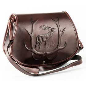   Blázek & Anni közepes méretű domború szarvas mintás bőr vadásztáska 28 x 21 cm