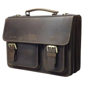   Blázek & Anni asszimetrikus tripla rekeszes pull-up férfi bőr aktatáska 36 x 26 cm