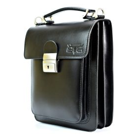 Luciano 2 rekeszes fekete bőr oldaltáska