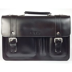   Blázek & Anni tolltartós óriás tripla fekete férfi bőr aktatáska 42 x 28 cm.