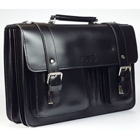   Blázek & Anni tolltartós óriás tripla fekete férfi bőr aktatáska 42 x 28 cm.