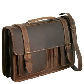   Blázek & Anni tolltartós óriás tripla férfi bőr aktatáska, pull-up bőr 42 x 28 cm