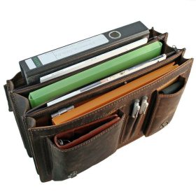   Blázek & Anni tolltartós óriás tripla férfi bőr aktatáska, pull-up bőr 42 x 28 cm