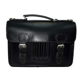   Blázek & Anni tolltartós mini fekete női bőr aktatáska 33 x 23,5 cm