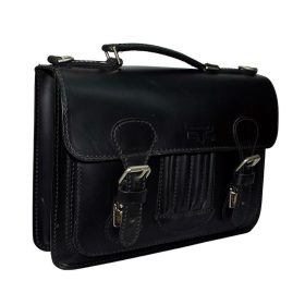   Blázek & Anni tolltartós mini fekete női bőr aktatáska 33 x 23,5 cm