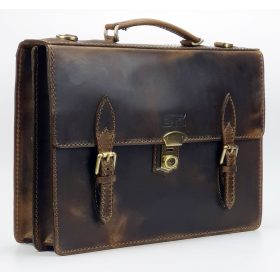   Blázek & Anni dupla rekeszes pull-up nosztalgia férfi bőr aktatáska 39 x 28,5 cm