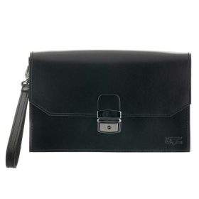   Blazek & Anni fekete selyemfényű bőr autós táska 23 x 15,5 cm