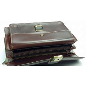   Blázek & Anni fekete selyemfényű dísz-varrott férfi bőr autós táska 24,5 x 15 cm