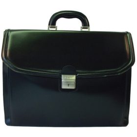   Blázek & Anni fekete színű tripla rekeszes, elöl zsebes férfi bőr aktatáska 42,5 x 32,5 cm