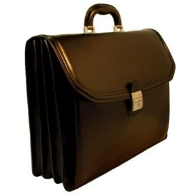   Blázek & Anni fekete színű tripla rekeszes, elöl zsebes férfi bőr aktatáska 42,5 x 32,5 cm