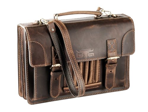 Blázek & Anni sarokdíszes pull-up férfi bőr aktatáska 38,5 x 25,5 cm