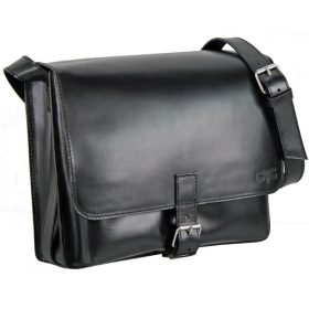   Blázek & Anni Messenger férfi fekete bőr, két rekeszes oldaltáska 36 x 29 cm