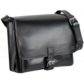   Blázek & Anni Messenger férfi fekete bőr, két rekeszes oldaltáska 36 x 29 cm