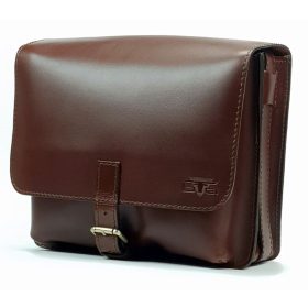Blazek&Anni: Selyemfényű barna bőr oldaltáska, crossbody táska
