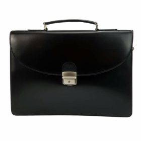   Blazek & Anni fekete selyemfényű bőr két rekeszes aktatáska 38 x 26 cm