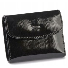 Peterson fekete női lakk bőr kártyatartó 10,5 × 8,5 cm