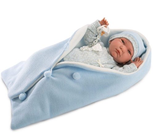 Llorens Lalo újszülött kék babatakaróval, 42 cm