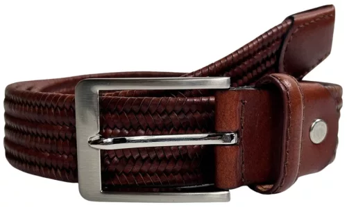 Rialto fonott barna bőr gumírozott férfi bőr öv, 115 cm