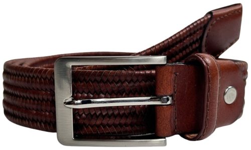 Rialto fonott barna bőr gumírozott férfi bőr öv, 120cm
