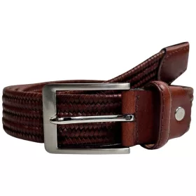 Rialto fonott barna bőr gumírozott férfi bőr öv, 125 cm