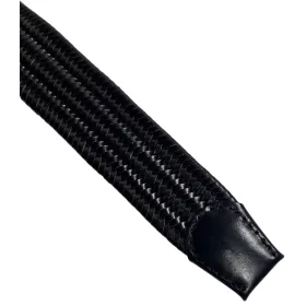   Rialto fonott fekete bőr gumírozott férfi bőr öv, 130 cm