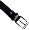 Rialto fonott fekete bőr gumírozott férfi bőr öv, 130 cm