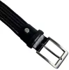 Rialto fonott fekete bőr gumírozott férfi bőr öv, 130 cm