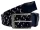 Rialto fonott sötétkék-fehér bőr gumírozott férfi bőr öv, 120 cm