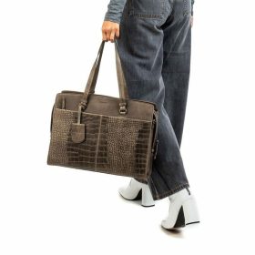   Burkely Croco Cody sötétzöld színű, női, bőr laptoptáska, válltáska 15"