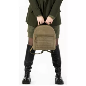 Burkely Croco Cassy, khaki női bőr hátizsák