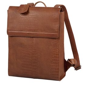   Burkely Casual Carly konyakbarna bőr hátizsák, laptop tartóval 14"