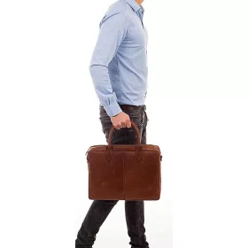   Burkely Vintage Taylor cognac színű bőr laptoptáska, oldaltáska 15,6"