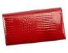 Cavaldi nagyméretű, mintás piros női lakk bőr pénztárca 18,5×10 cm