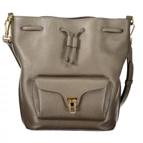   Coccinelle Beat Generation taupe bőr bucketbag, vödörtáska 27 × 21 × 14 cm