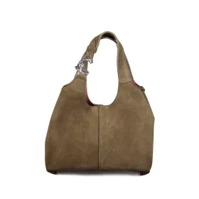   Coccinelle C-Easy sötét taupe velúr bőr női kisméretű válltáska 20 x 15 x 13 cm