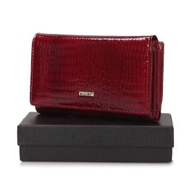 Ellini női, kroko mintás, piros bőr pénztárca