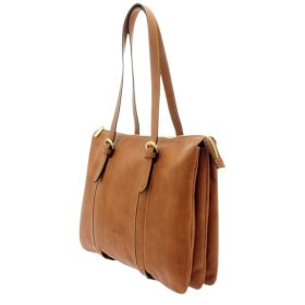 Giudi női barna bőr válltáska, shopper táska