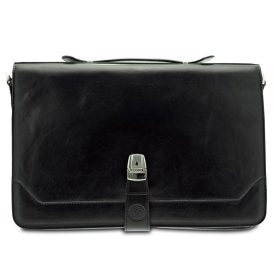   Giudi fekete csúszófogós egyedi bőr aktatáska, irattáska