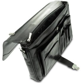   Giudi fekete csúszófogós egyedi bőr aktatáska, irattáska