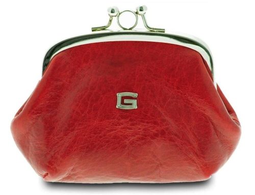 Giudi női bőr, fémkeretes pénztárca-piros