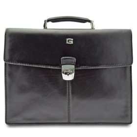 Giudi női fekete bőr aktatáska, irattáska