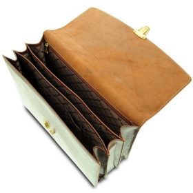 Giudi barna, tripla rekeszes, bőr aktatáska, irattáska